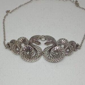 Ornate Silver Filigree Double Snake Necklace Choker Statement Streetwear Party